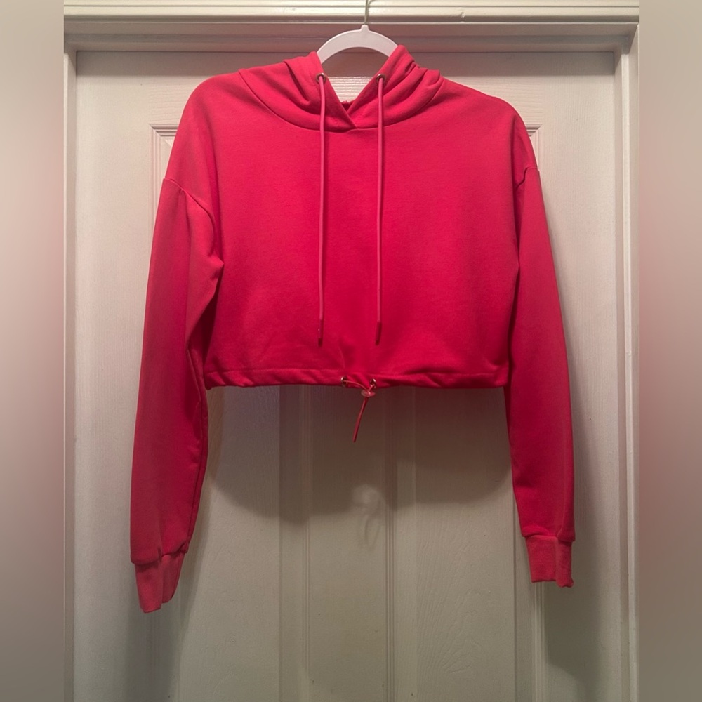 Vibrant Pink Cropped Hoodie
